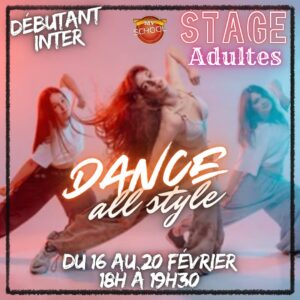 Stage danse All style - Adultes - Charleroi (Chatelineau) - Du 16 au 20 février 2026