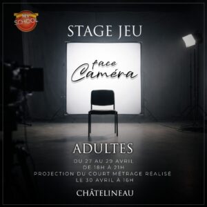 Stage de printemps - Acting face camera - adultes - Du 27 au 30 avril 26 - Châtelineau