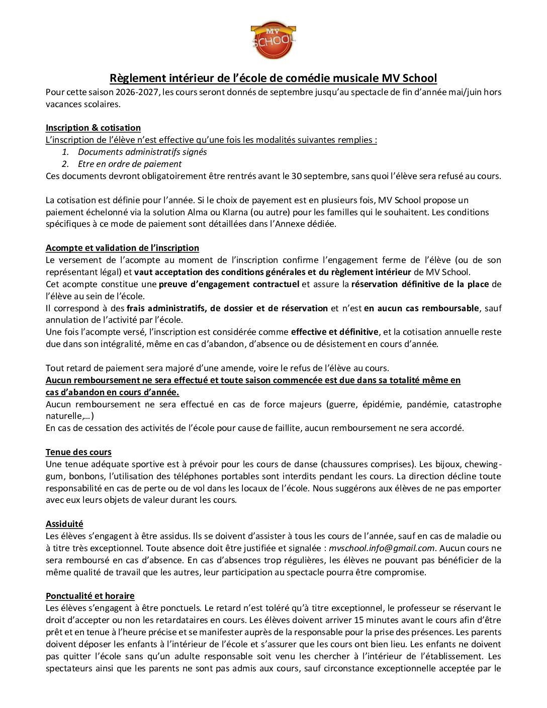 Réinscription MV School 2026-2027 – Image 2